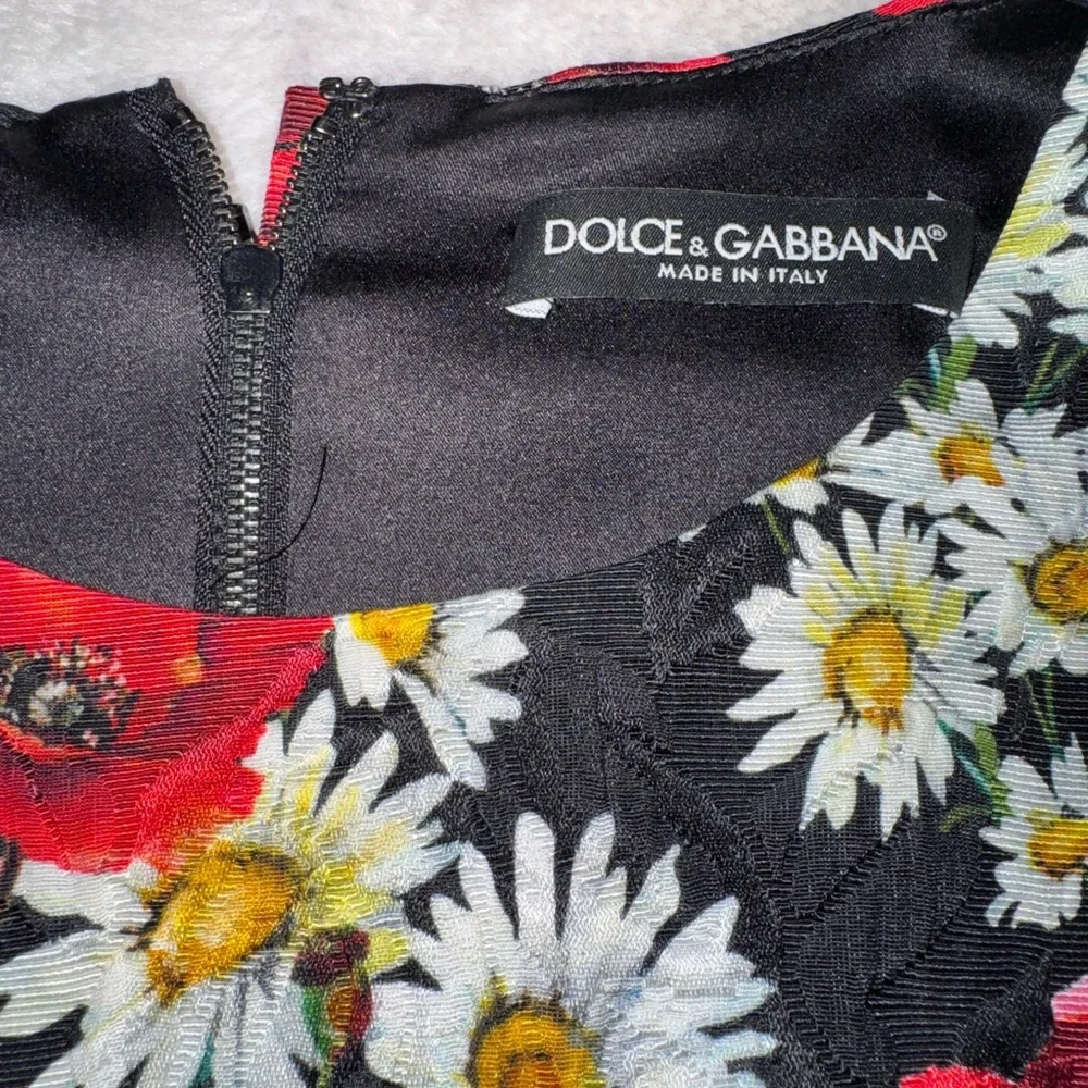 Dolce & Gabbana Black Dress with Red and White Floral Design - Picture 7 of 17